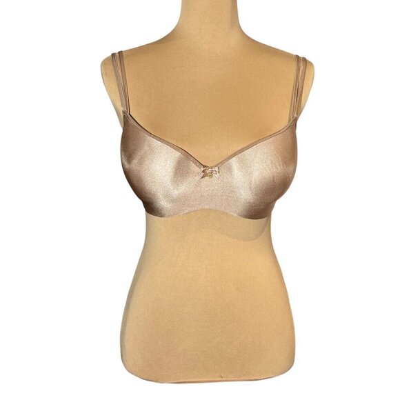 Le Mystere Trisha Bra Sz.34F Nude Satin Underwire Molded Cup Sexy Lingerie Solid - Picture 3 of 10
